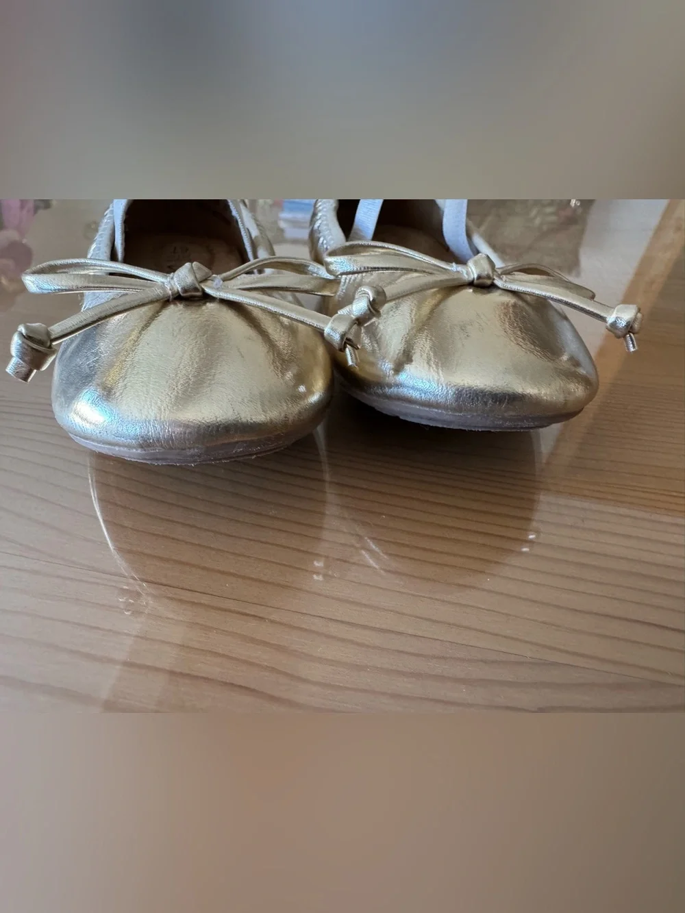 Dream Pairs Toddler Metallic Gold Ballet Flats with Bow, size 6